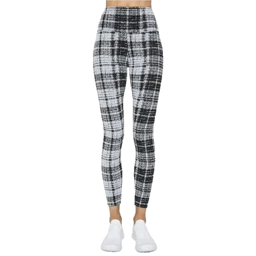 NWT ONA by YOON CHUNG Compression Leggings Plaid Black White Active Spor…